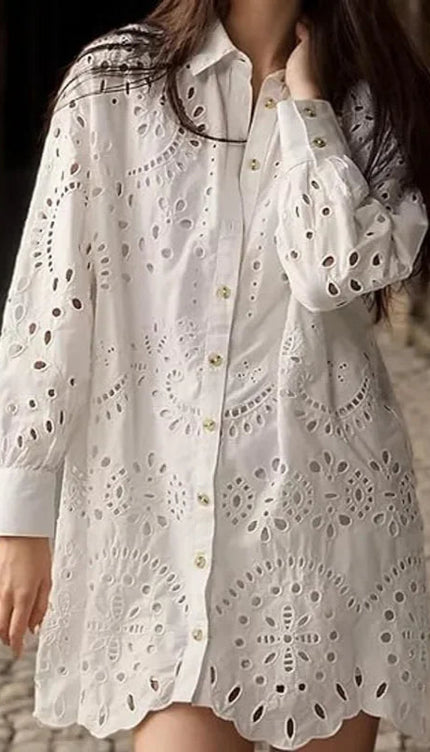 Robe chemise broderie - Robe Addict