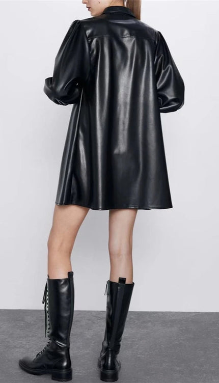 Robe chemise en cuir - Robe Addict