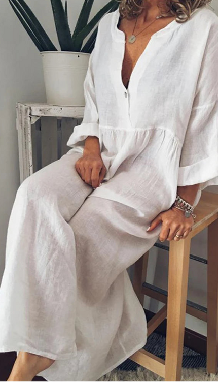 Robe chemise lin blanc - Robe Addict