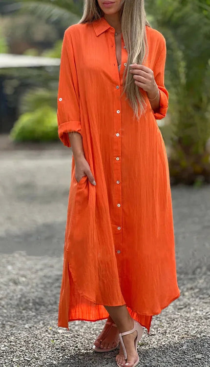 Robe chemise orange - Robe Addict
