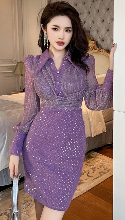 Robe chemise paillette - Robe Addict
