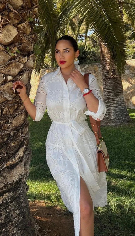 Robe chemisier avec ceinture - Robe Addict