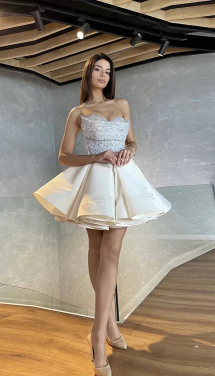 Robe cocktail ivoire - Robe Addict