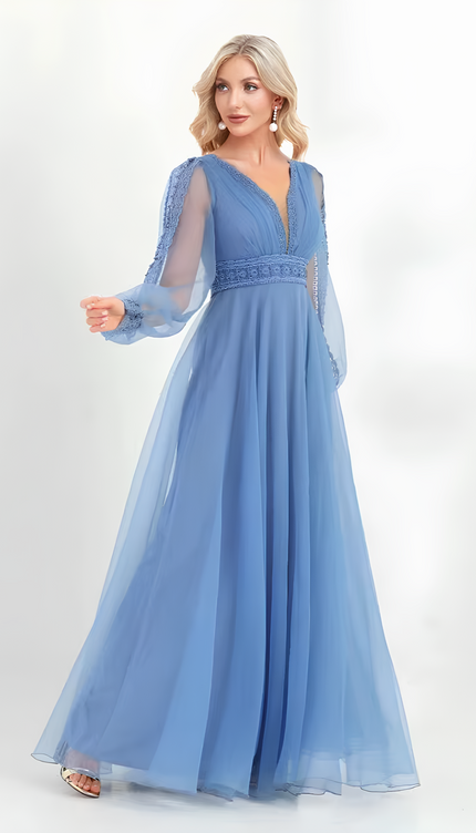 Robe col v manche longue - Robe Addict