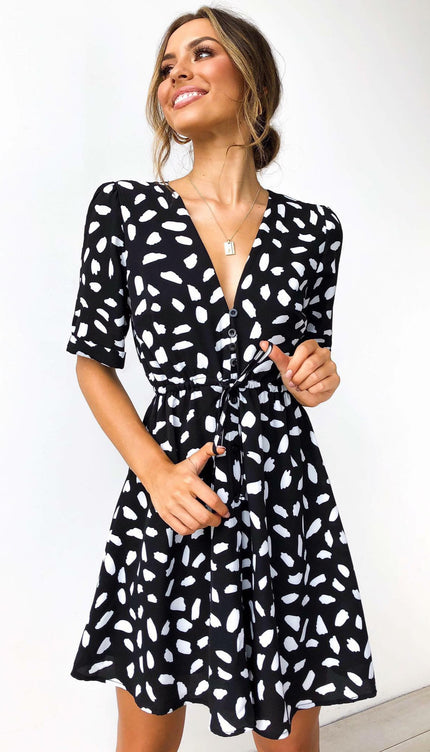 Robe courte noir et blanc - Robe Addict
