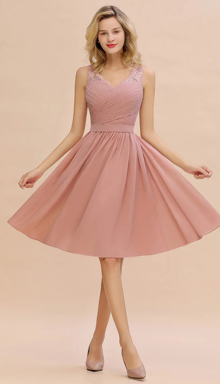 Robe courte rose poudré - Robe Addict