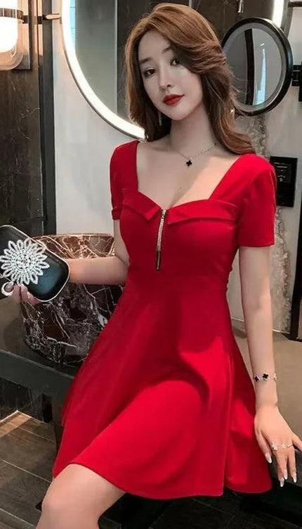 Robe courte rouge soiree - Robe Addict