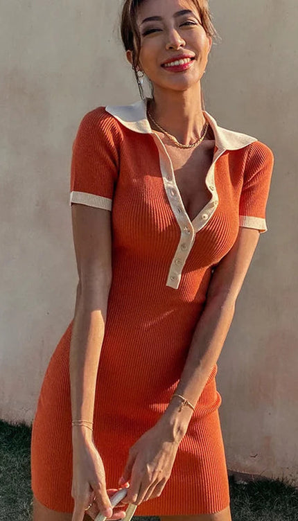 Robe crochet orange - Robe Addict