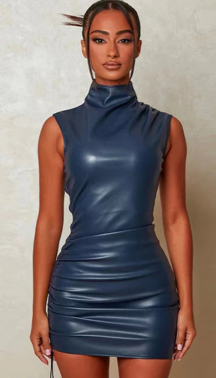 Robe cuir bleue - Robe Addict
