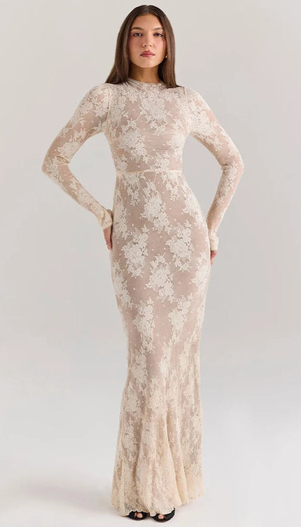 Robe de soirée blanche dentelle - Robe Addict