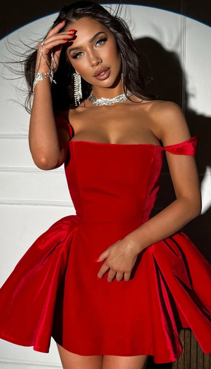 Robe de soirée courte chic rouge - Robe Addict