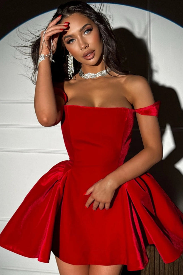 Robe de soirée courte chic rouge - Robe Addict