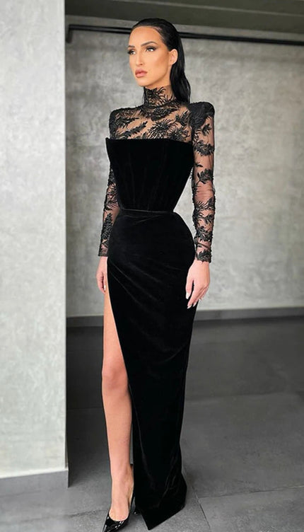 Robe de soirée dentelle longue - Robe Addict