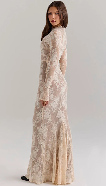 Robe de soirée blanche dentelle - Robe Addict