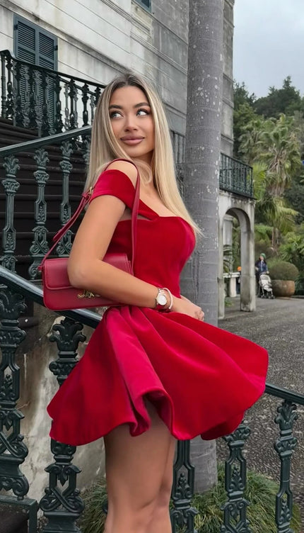 Robe de soirée courte chic rouge - Robe Addict