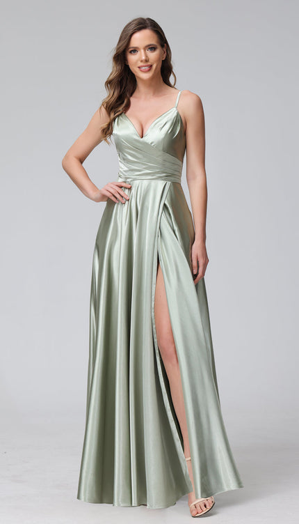 Robe de soirée vert sauge - Robe Addict