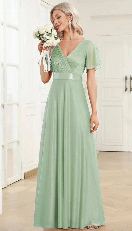 Robe demoiselle d'honneur vert amande - Robe Addict