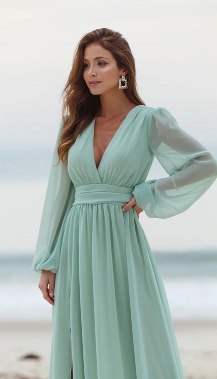 Robe demoiselle d'honneur vert eau - Robe Addict