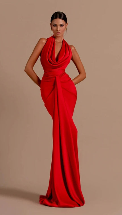 Robe drapée rouge - Robe Addict
