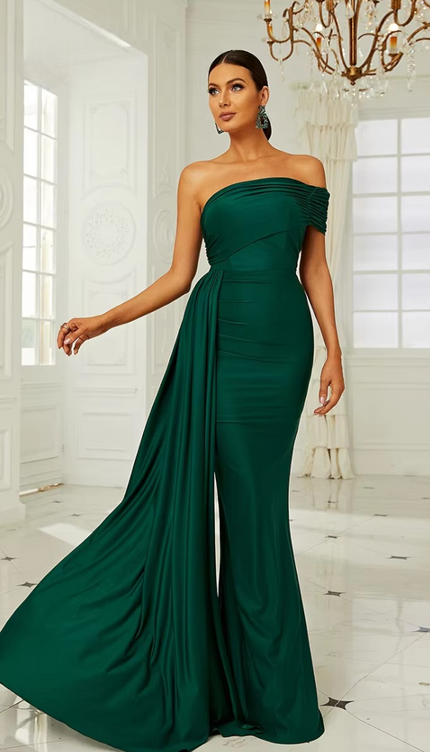 Robe drapée verte - Robe Addict