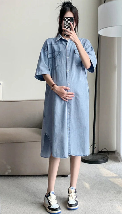 Robe en jean grossesse - Robe Addict
