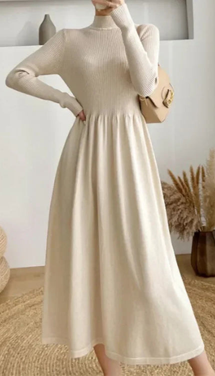 Robe en laine beige - Robe Addict