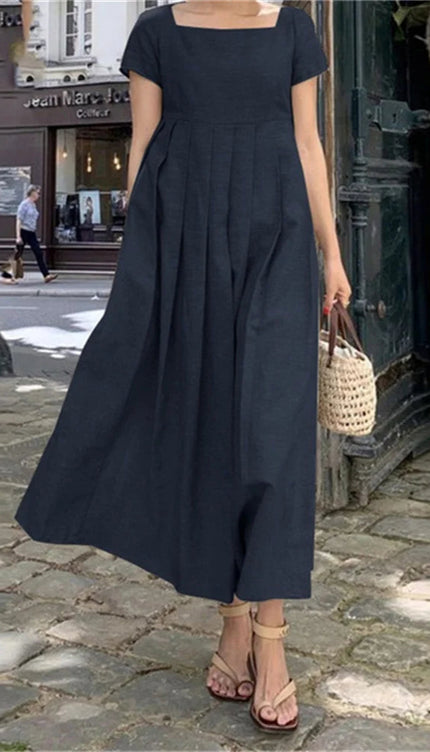 Robe en lin bleu marine - Robe Addict