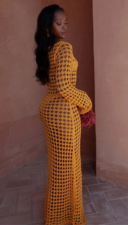 Robe en maille orange - Robe Addict