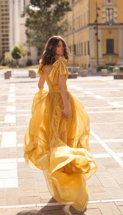 Robe soie jaune - Robe Addict