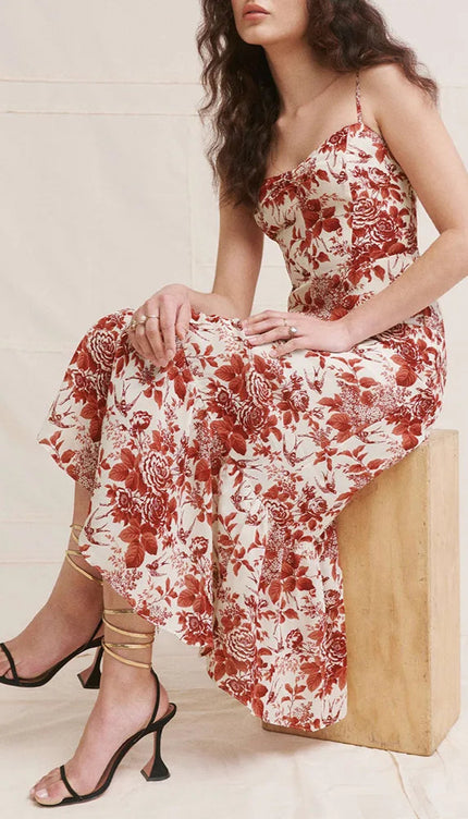 Robe fleurie rouge et blanche - Robe Addict