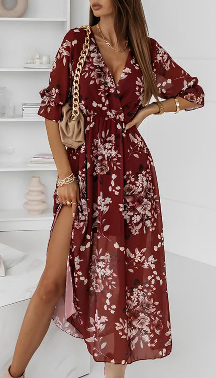 Robe fleurie terracotta - Robe Addict