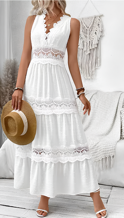 Robe fluide blanche longue - Robe Addict