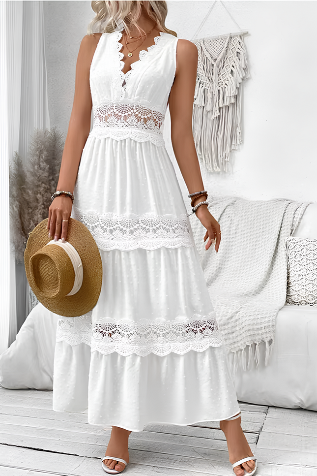 Robe fluide blanche longue - Robe Addict