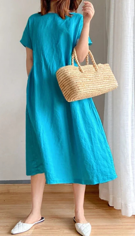 Robe gaze de coton bleu - Robe Addict