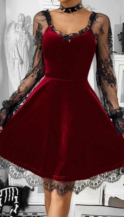 Robe gothique rouge et noir - Robe Addict
