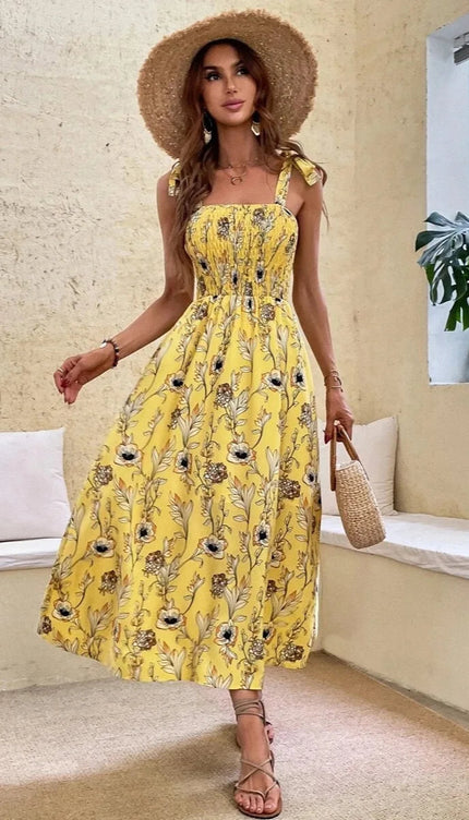 Robe jaune fleurs - Robe Addict