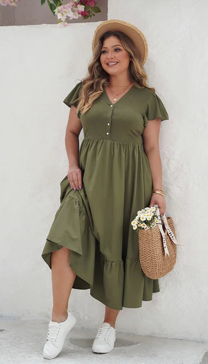 Robe kaki grande taille - Robe Addict