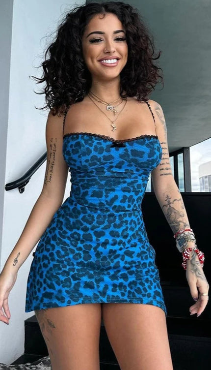 Robe leopard bleu - Robe Addict