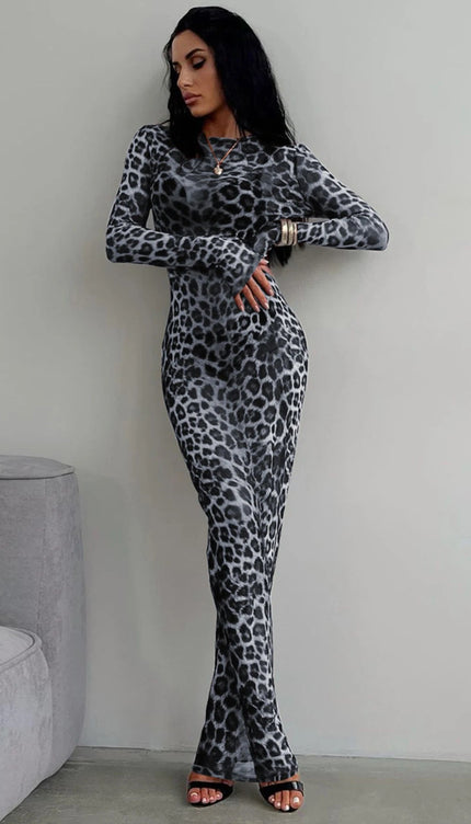 Robe leopard gris - Robe Addict