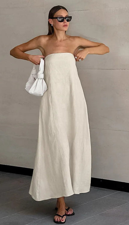 Robe en lin kaki - Robe Addict