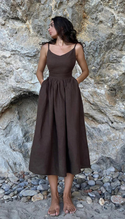 Robe lin marron - Robe Addict