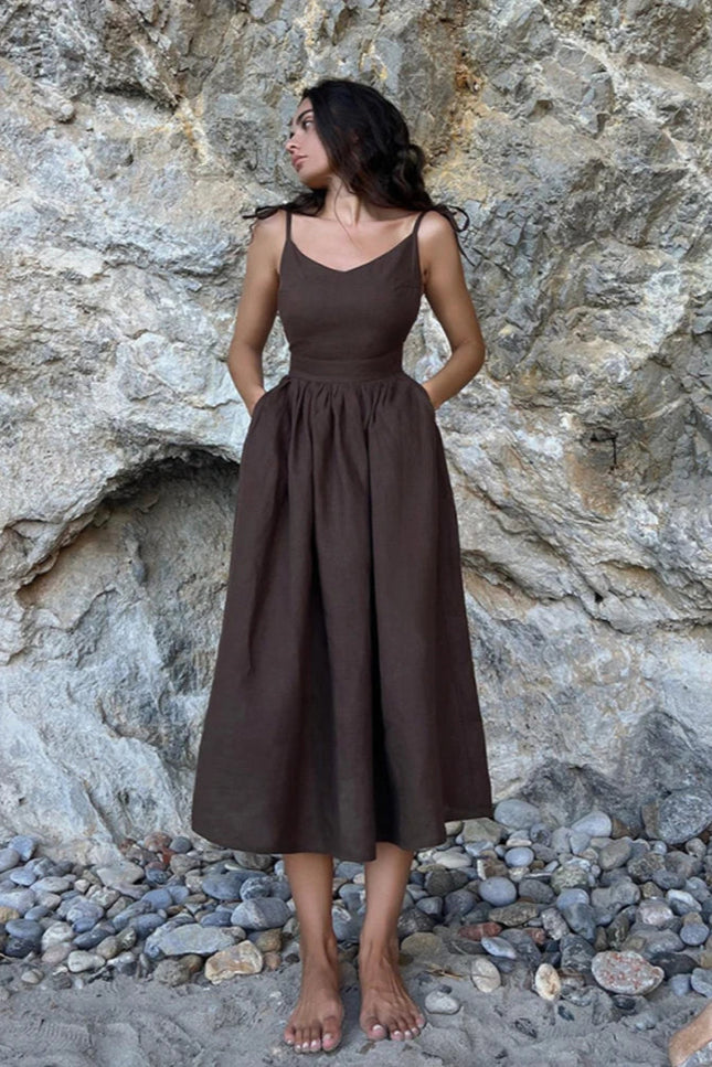Robe lin marron - Robe Addict