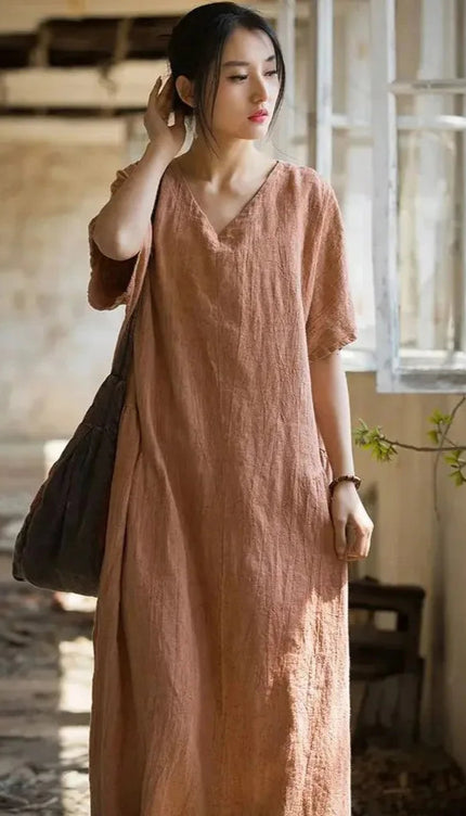 Robe lin orange - Robe Addict