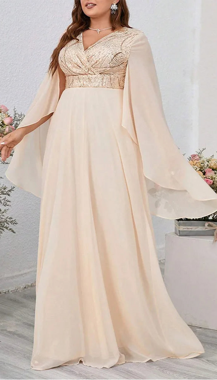 Robe longue beige grande taille - Robe Addict