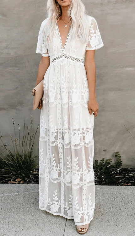 Robe longue blanc cassé - Robe Addict