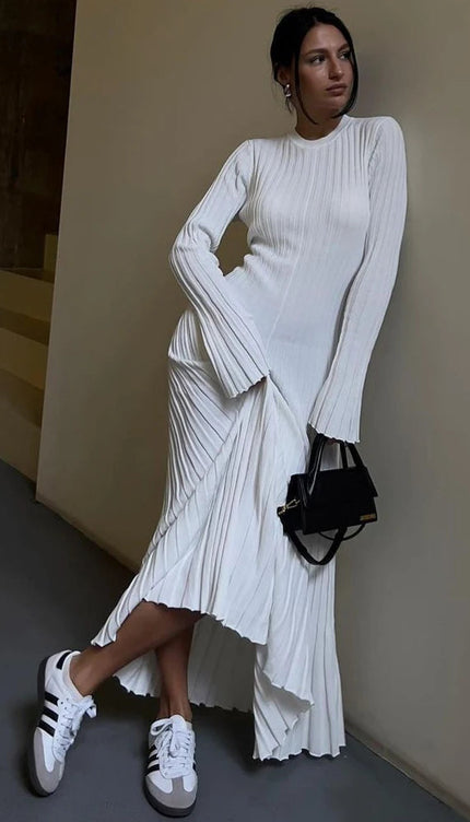 Robe longue blanche hiver - Robe Addict