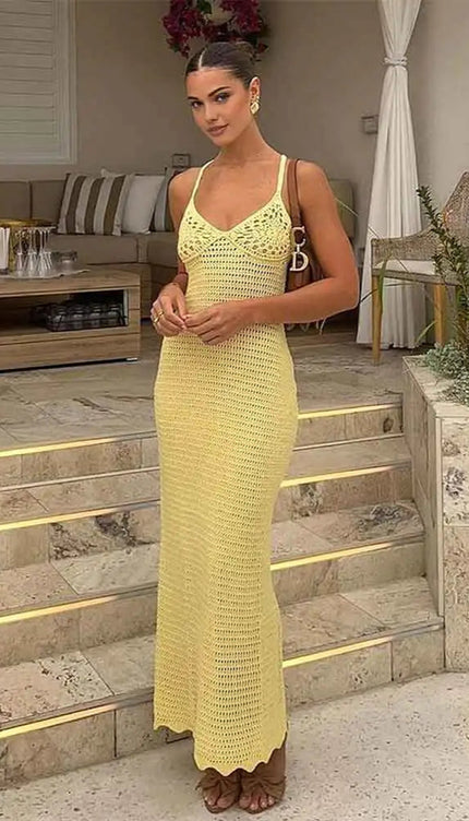Robe longue crochet dos nu - Robe Addict