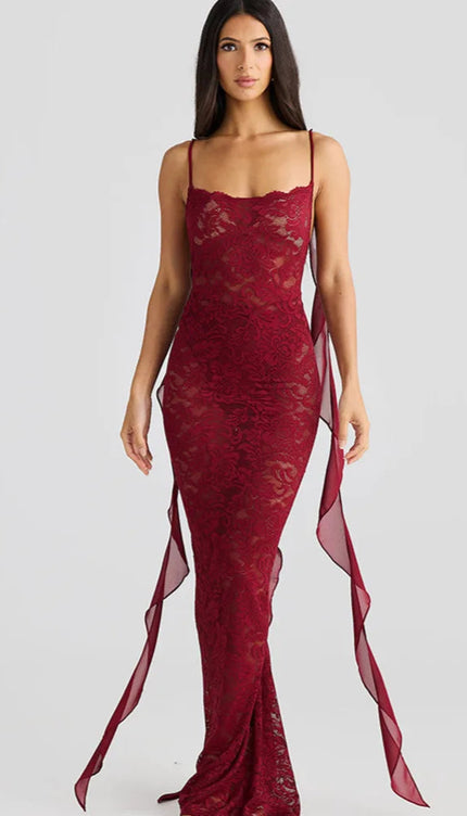 Robe longue dos nu rouge - Robe Addict