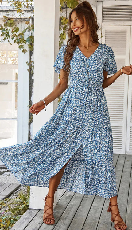 Robe longue ete bleu - Robe Addict