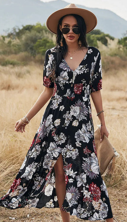 Robe longue fleurie chic - Robe Addict